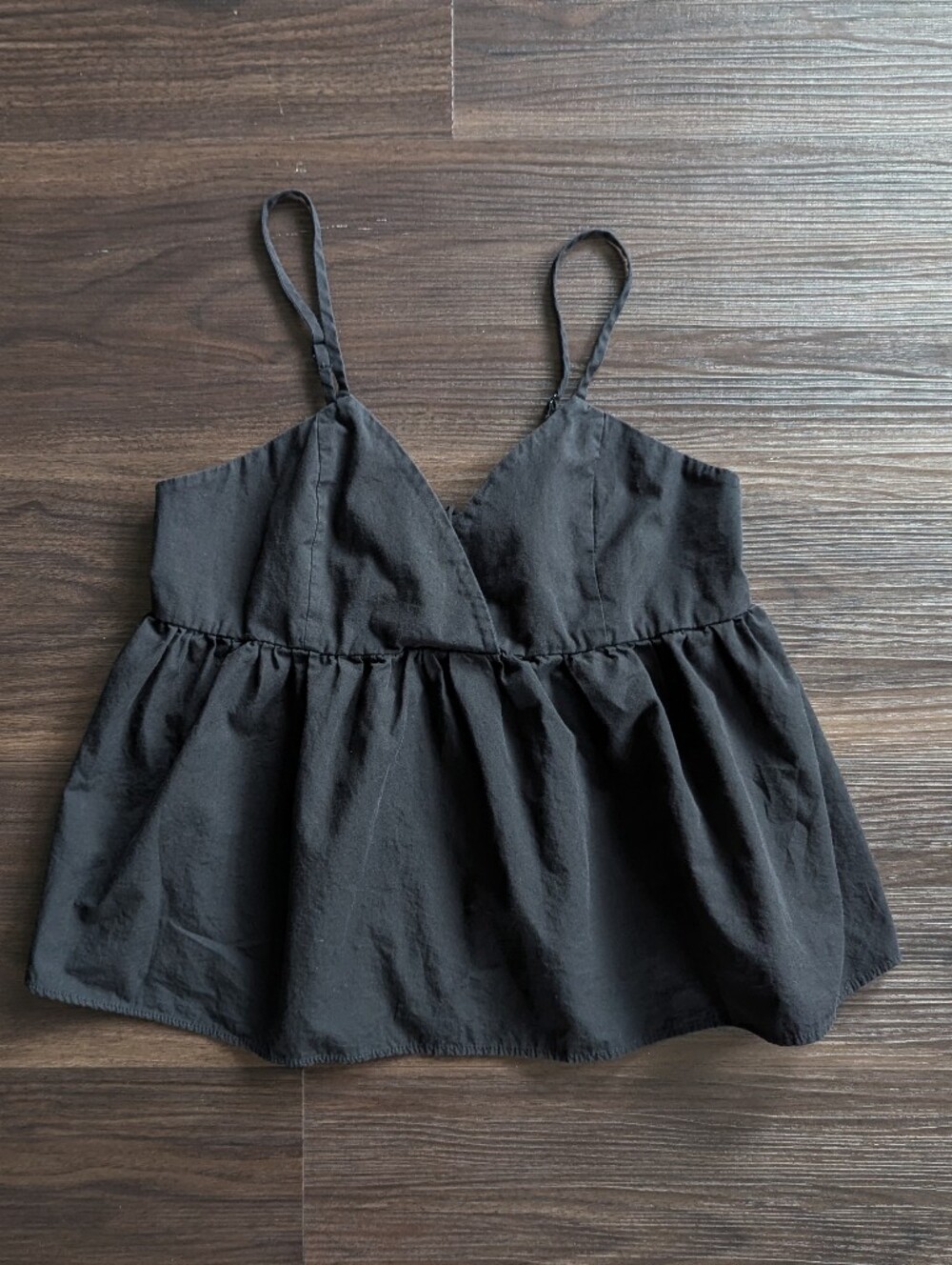 Big Water Blue Sky Black Babydoll Top Large 100% Cotton Coquette Grunge